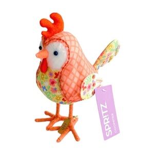 NWT Spritz Coopster Easter Rooster Chicken Decor Orange Floral Bird Great Gift